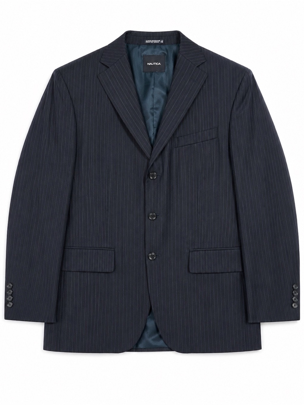 Nautica Navy Pinstripe 3 Button Wool Sportcoat Jacket Blazer Mens 43R